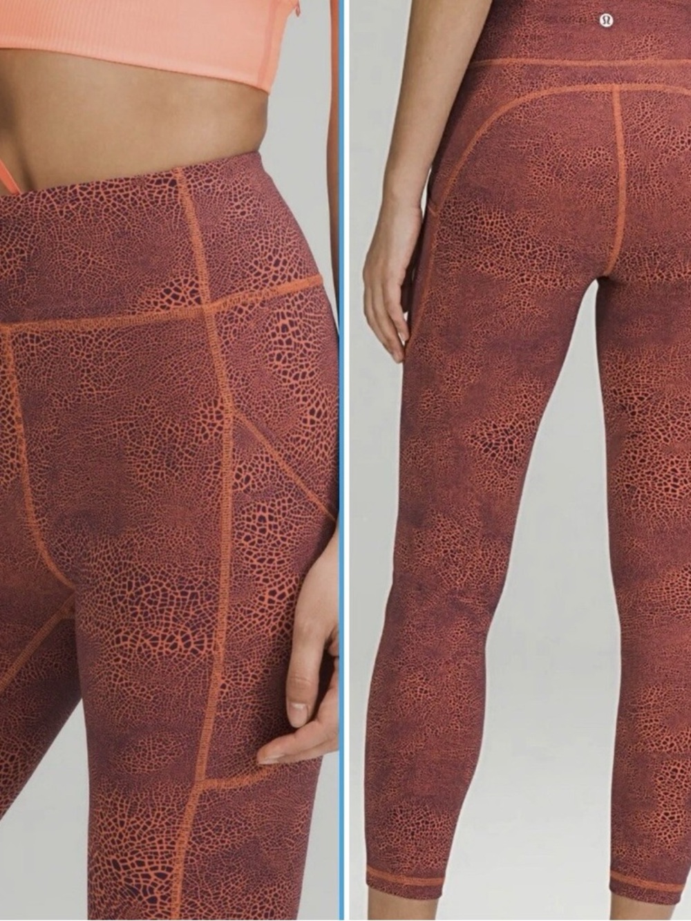 Lululemon Invigorate High-Rise Tights the Crackle Glaze Vintage Orange Size 4